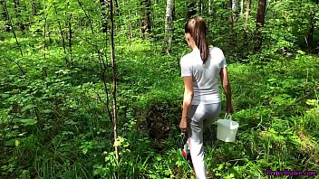 Play Brunette Suck Big Cock Stranger and Hard Pussy Fuck in the Forest