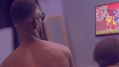 Play Ebony Stepsister Interrupts Soccer Watching with Hot Blowjob
