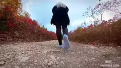 Play Lonely Forest Foot Fetish - Solo Female Outdoor Tease in Socks and Pantyhose