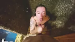 Play Cute Girl Gives Best Blowjob in Shower with Huge Cock